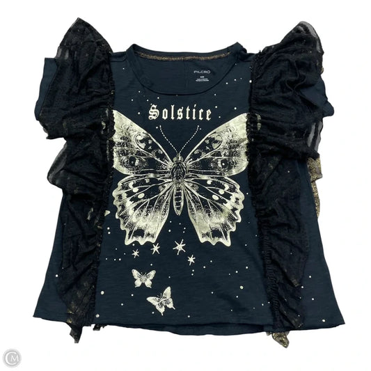 Top Short Sleeve By Pilcro In Black & Gold, Size: Xxs