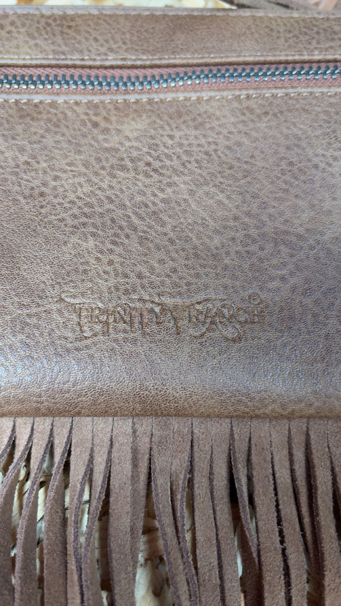 Trinity Ranch Cowhide And Fringe Leather Clutch Purse