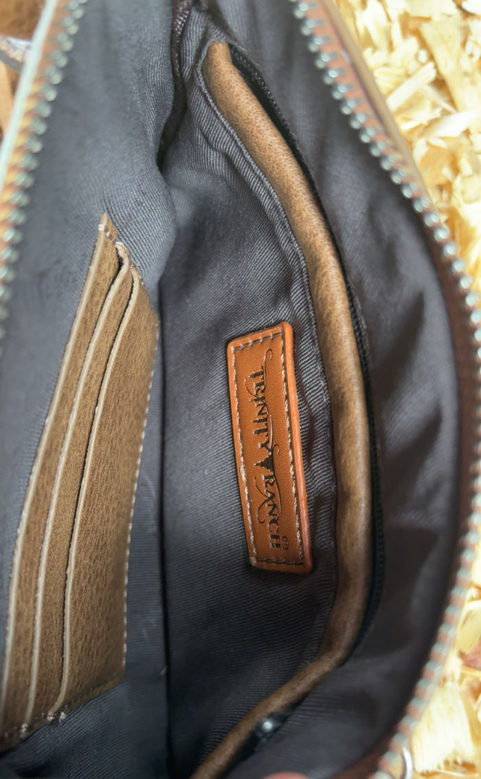 Trinity Ranch Cowhide And Fringe Leather Clutch Purse