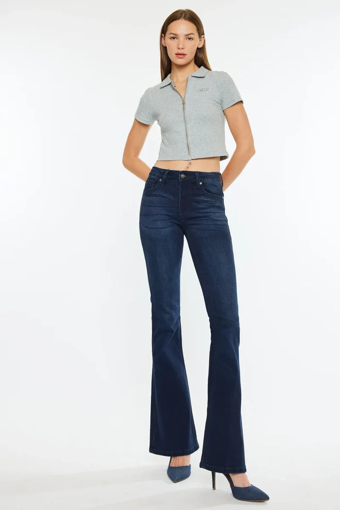 Trisha Mid Rise Classic Flare Jeans Jeans Kancan- Tilden Co.