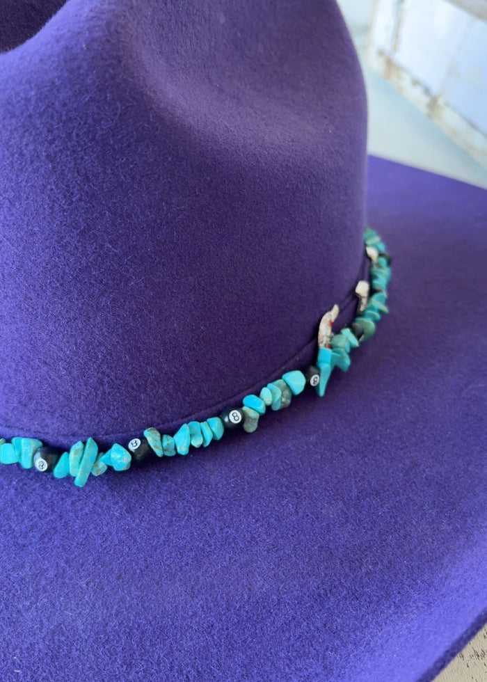 Turquoise & 8 Ball Beaded Hat Band