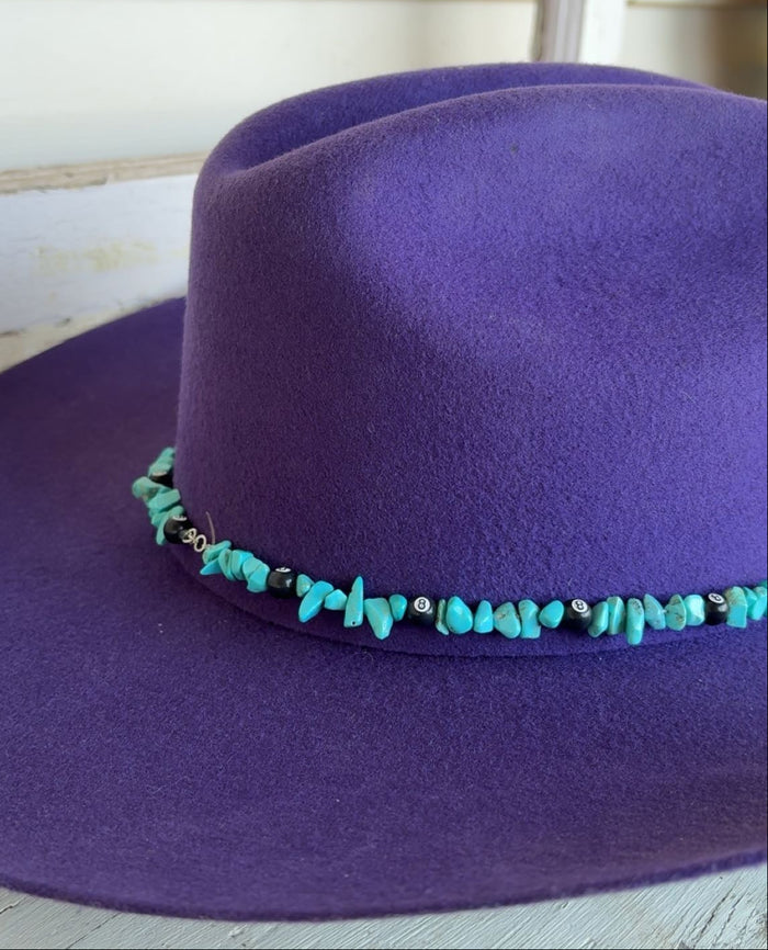Turquoise & 8 Ball Beaded Hat Band