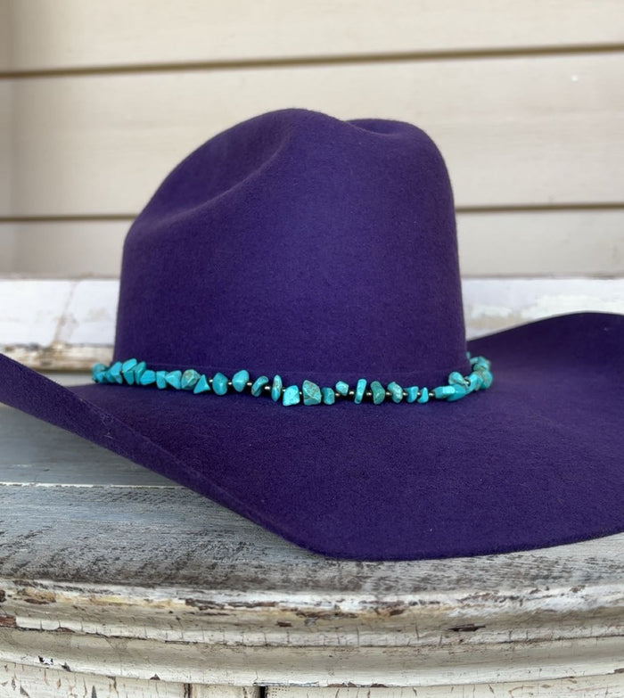 Turquoise Stone & Metal Bead Hat Band