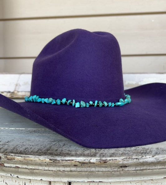 Turquoise Stone & Metal Bead Hat Band