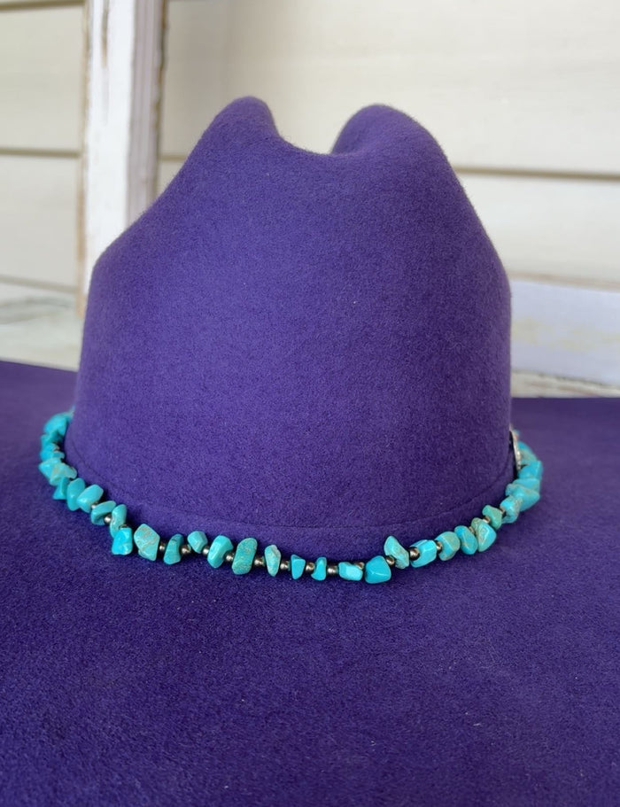 Turquoise Stone & Metal Bead Hat Band