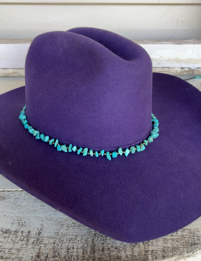 Turquoise Stone & Metal Bead Hat Band