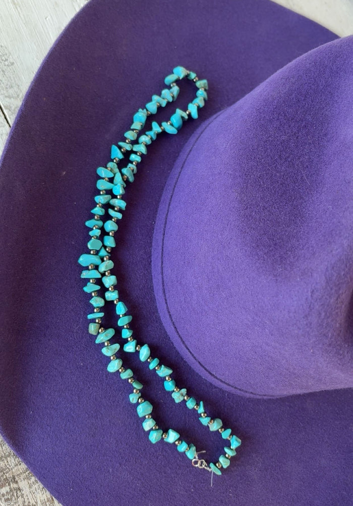 Turquoise Stone & Metal Bead Hat Band