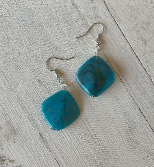 Turquoise Triangle Drop Earrings