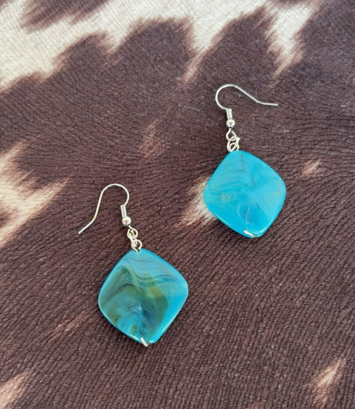Turquoise Triangle Drop Earrings