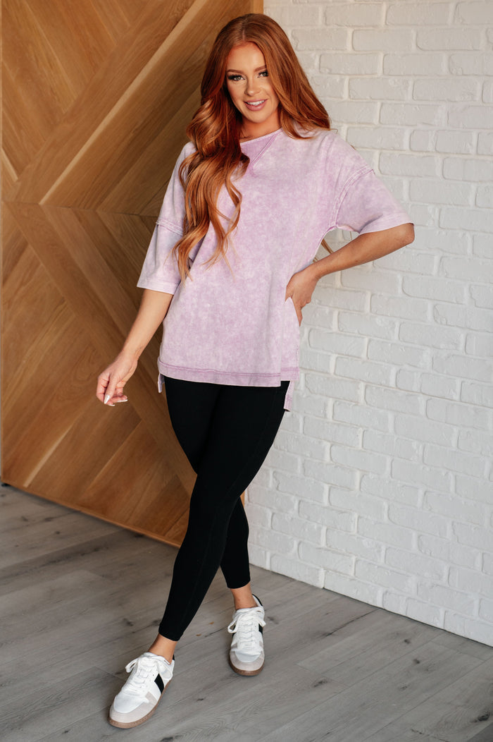 Unbothered Mineral Wash Top in Orchid Petal Tops Ave Shops- Tilden Co.