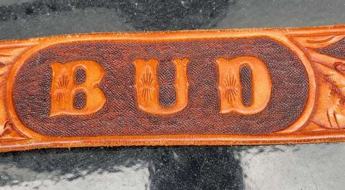 Unbranded "BUD" Leather Tooled Belt