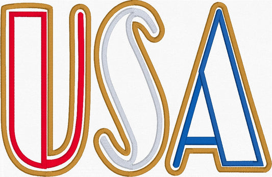 USA Double Applique Embroidery Design.