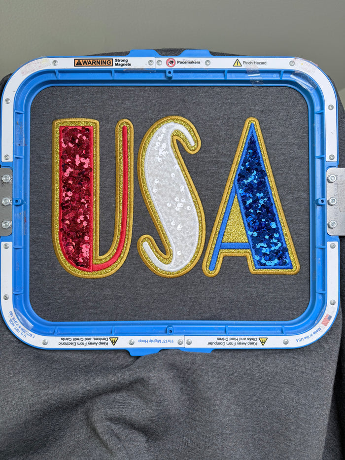 USA Double Applique Embroidery Design.