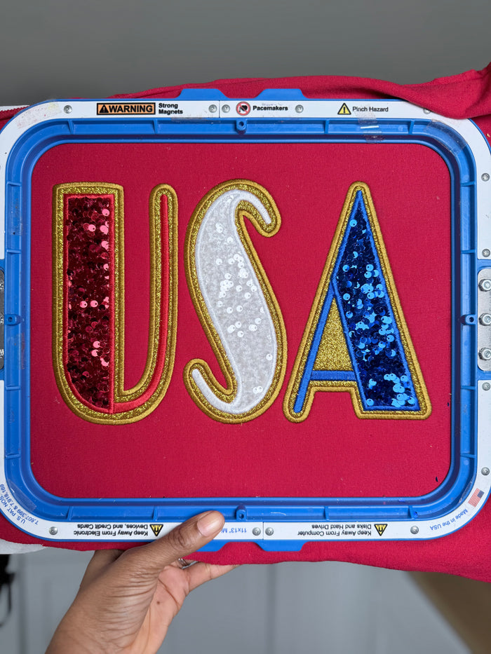 USA Double Applique Embroidery Design.