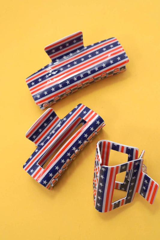 USA Flag Hair Clips Hair Accessory JOSSLYN by wall to wall- Tilden Co.