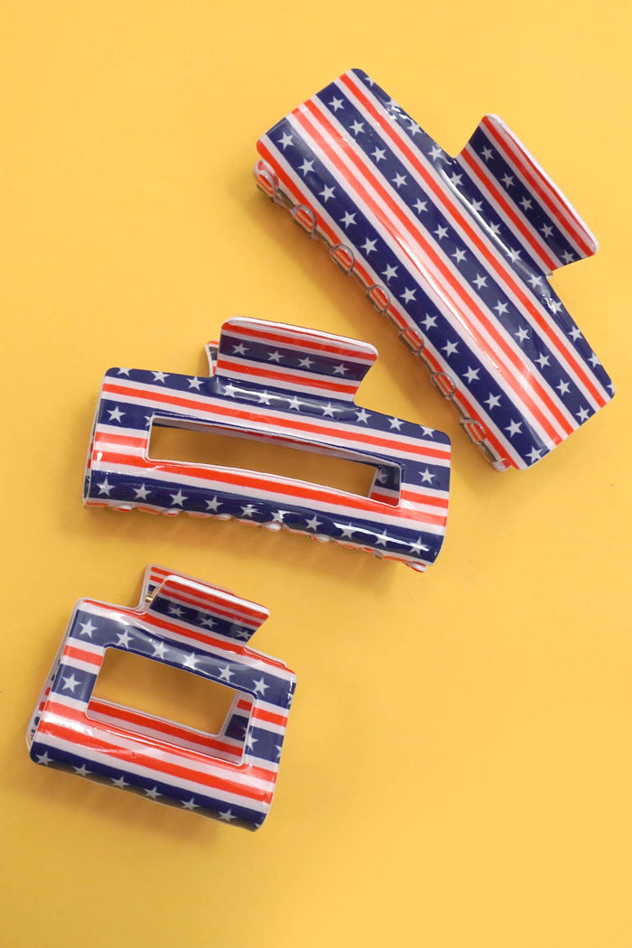 USA Flag Hair Clips Hair Accessory JOSSLYN by wall to wall- Tilden Co.