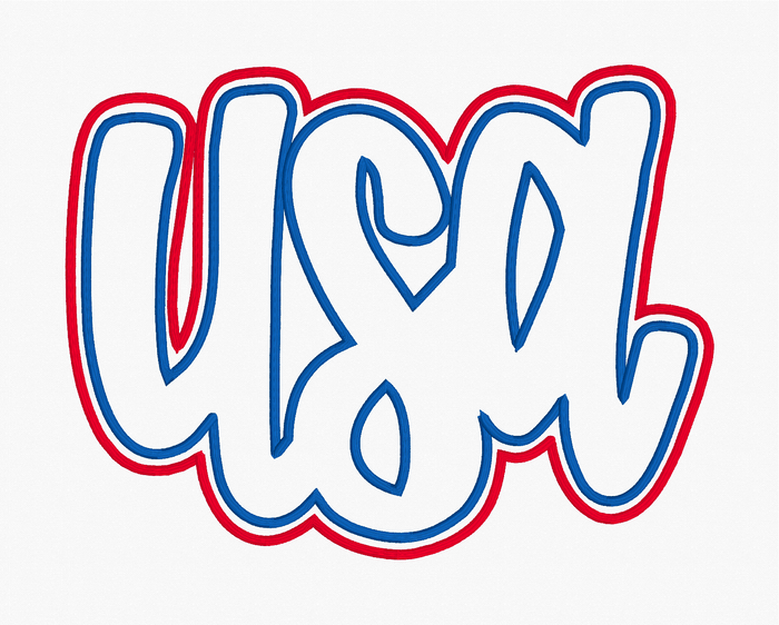 USA Script Applique Embroidery Design