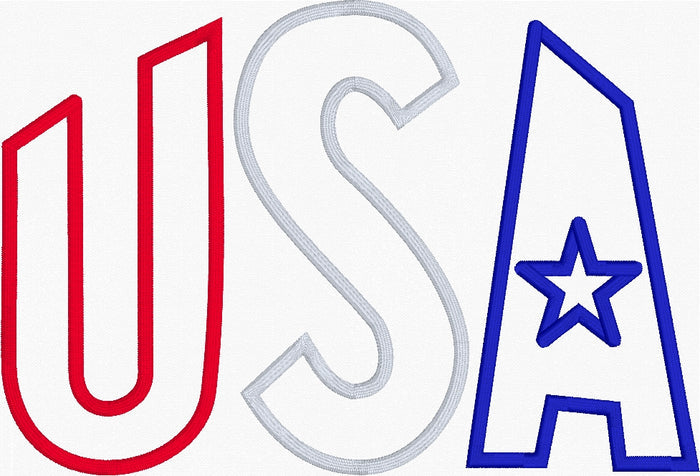 USA Star Applique Embroidery Design