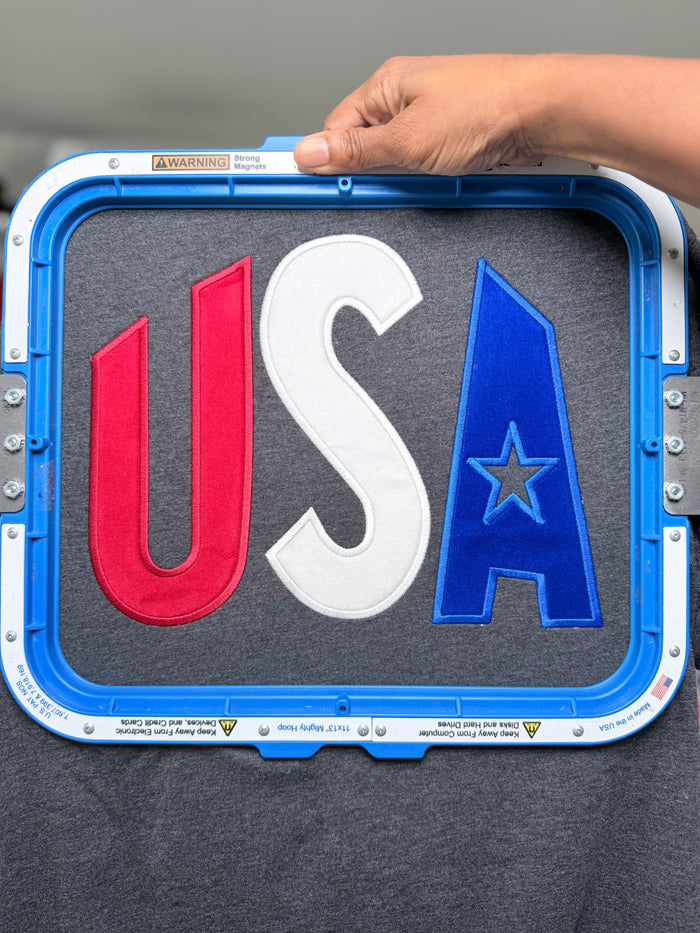 USA Star Applique Embroidery Design