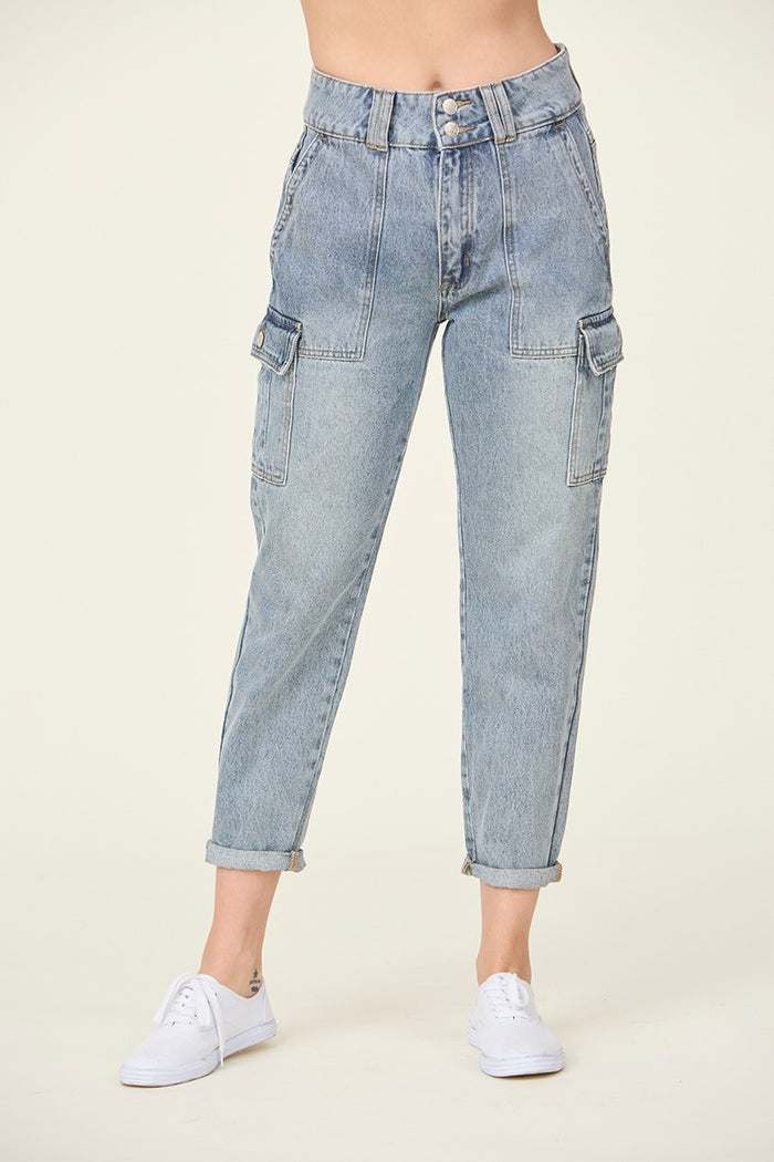 Utility Style Jogger Denim Jean Jeans Tea n Rose- Tilden Co.