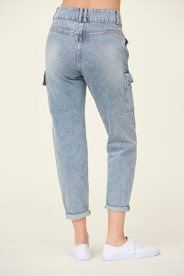 Utility Style Jogger Denim Jean Jeans Tea n Rose- Tilden Co.