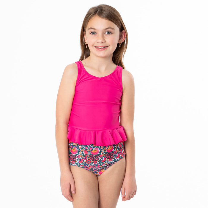 V Neck Peplum Tankini Top (Girls) Janela Bay- Tilden Co.