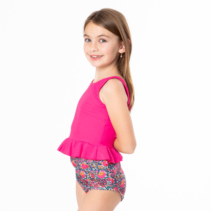 V Neck Peplum Tankini Top (Girls) Janela Bay- Tilden Co.