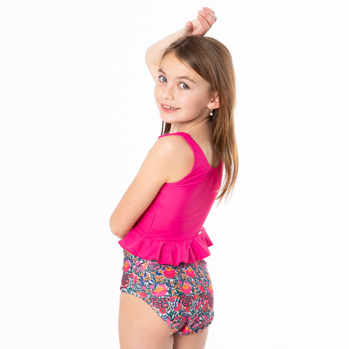 V Neck Peplum Tankini Top (Girls) Janela Bay- Tilden Co.
