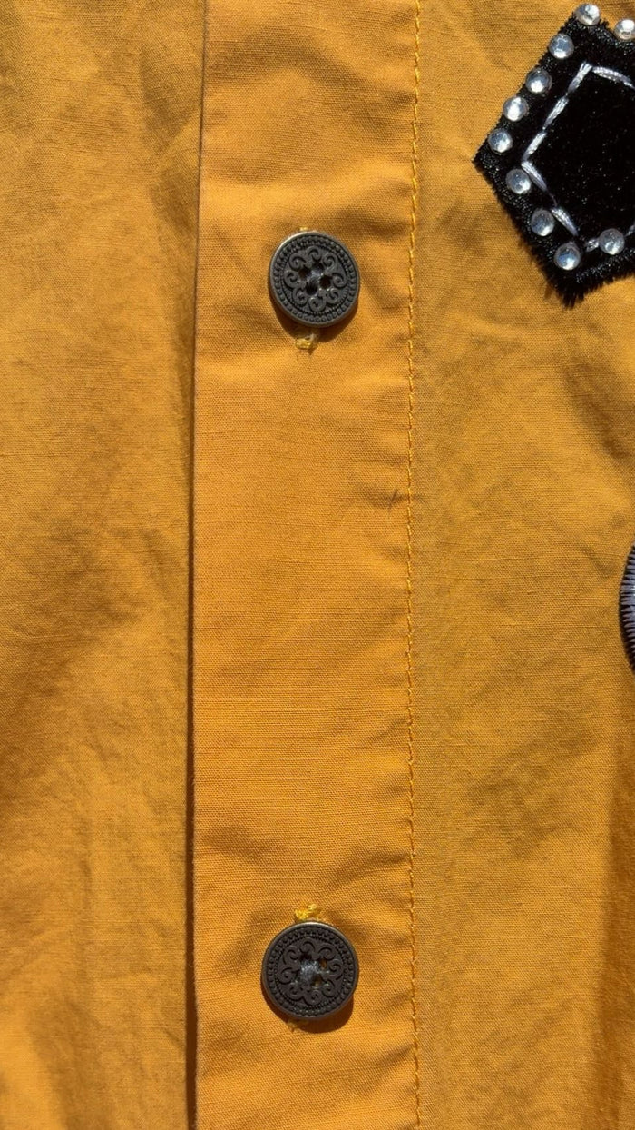 Veroni Yellow Cross Sparkle Button Up