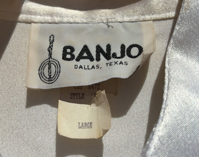 Vintage Banjo White Sparkle Fringe Peformance Shirt