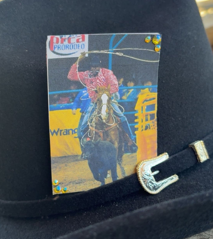 Vintage Bedazzled Tie-Down Roping Single Hat Card