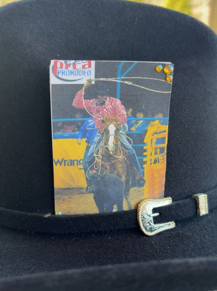 Vintage Bedazzled Tie-Down Roping Single Hat Card