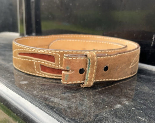 Vintage Brown And Red Suede Leather Belt