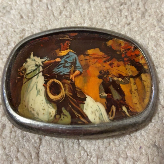 Vintage Cowboys And Desert Belt Buckle