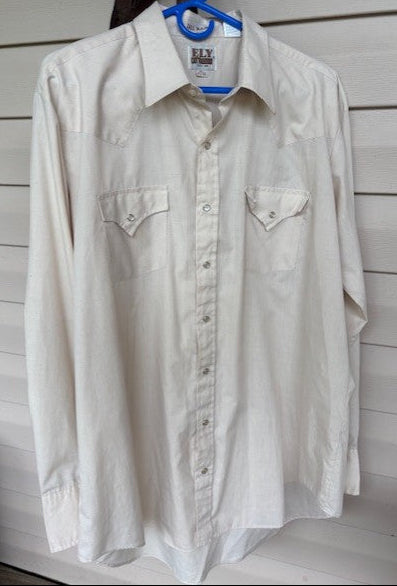 Vintage Ely Cattlemen White Tall Man Pearl Snap