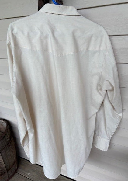 Vintage Ely Cattlemen White Tall Man Pearl Snap