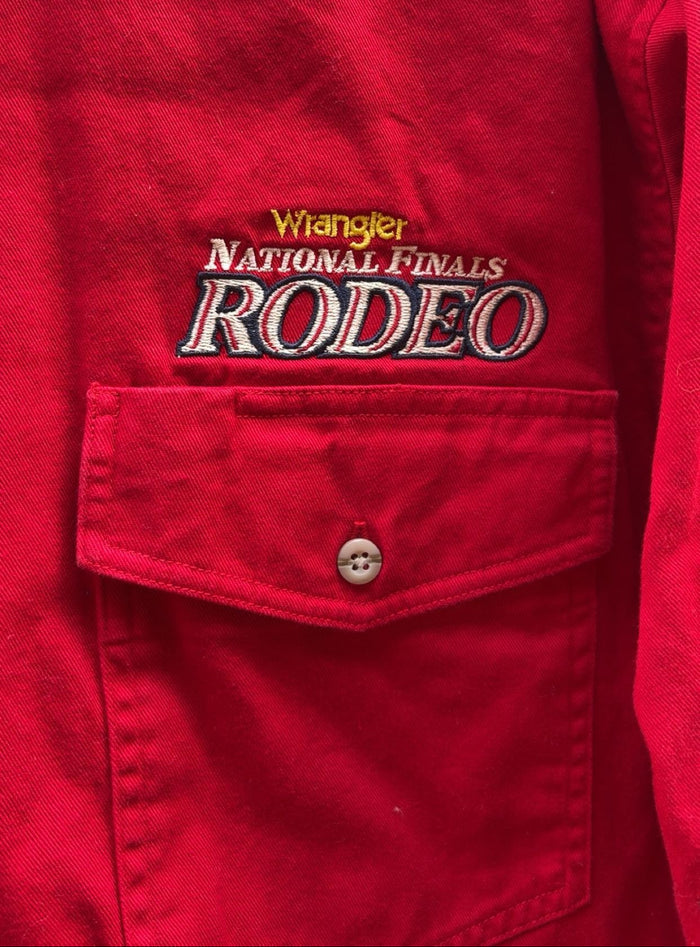 Vintage National Finals Rodeo 2002 Wrangler Red Button Up