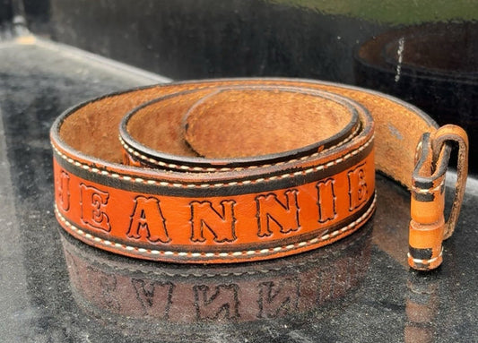 Vintage Tony Lama "Jeannie" Tooled Leather Belt