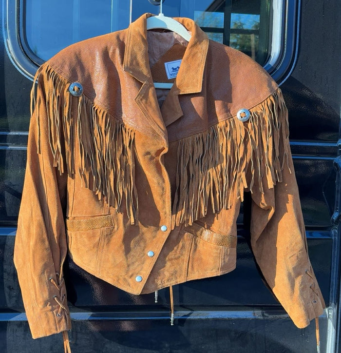 Vintage Women's Western Express Short Leather Fringe Jacket