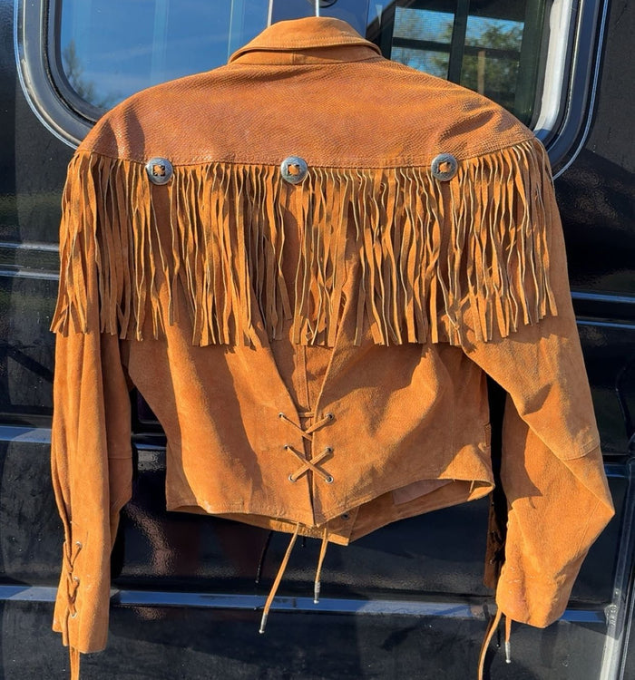 Vintage Women's Western Express Short Leather Fringe Jacket