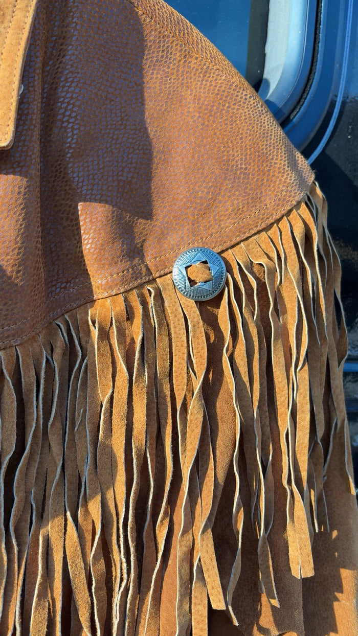 Vintage Women's Western Express Short Leather Fringe Jacket