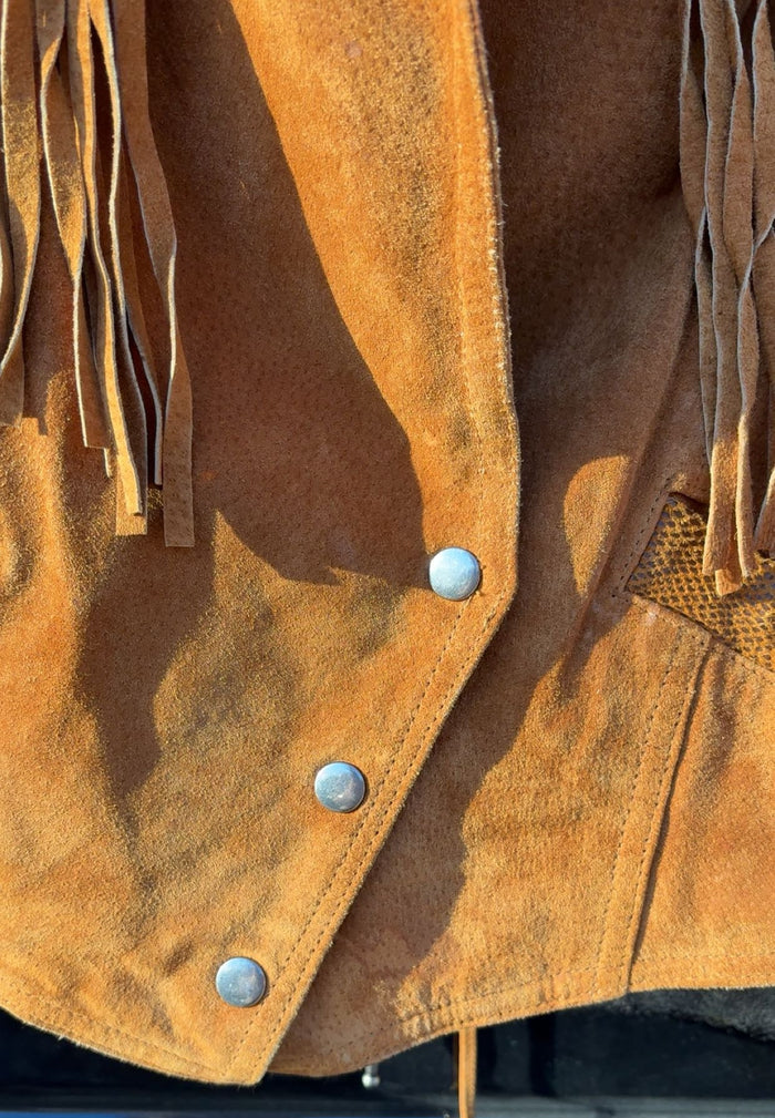 Vintage Women's Western Express Short Leather Fringe Jacket