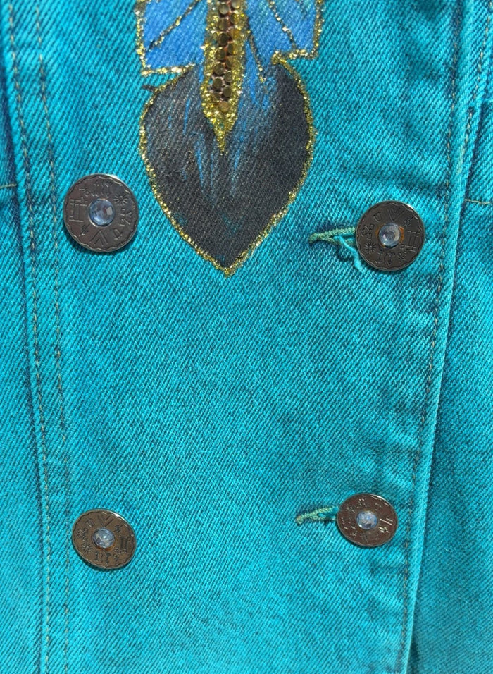Wanted Denim Bedazzled Feather Jacket