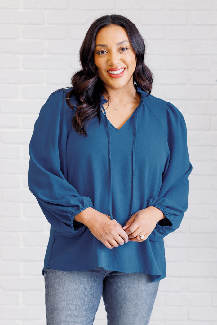 We Believe Keyhole Tie Detail Blouse Blouse Ave Shops- Tilden Co.