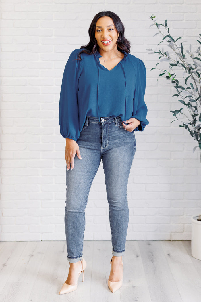 We Believe Keyhole Tie Detail Blouse Blouse Ave Shops- Tilden Co.