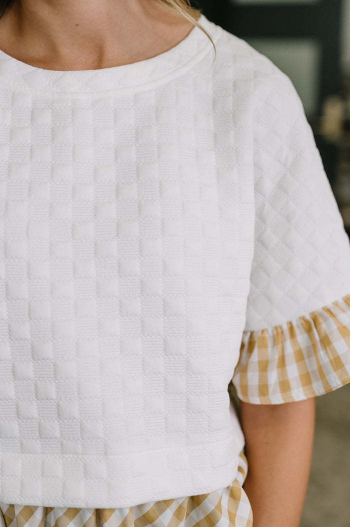 Welcome Me Home Gingham Print Top Womens Ave Shops- Tilden Co.