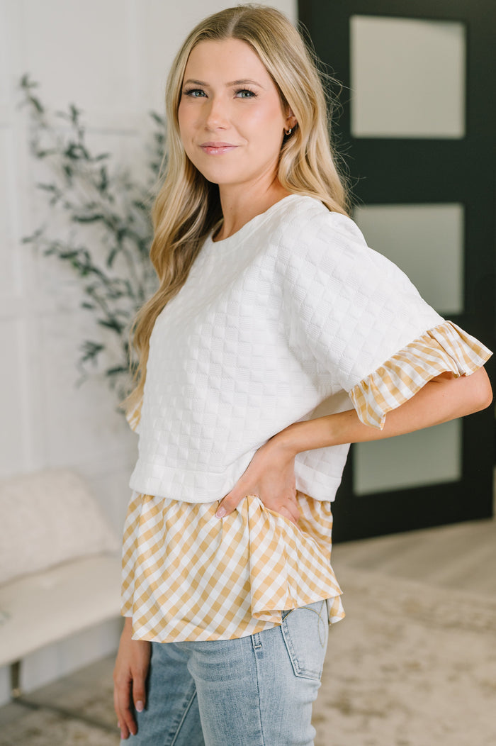 Welcome Me Home Gingham Print Top Womens Ave Shops- Tilden Co.