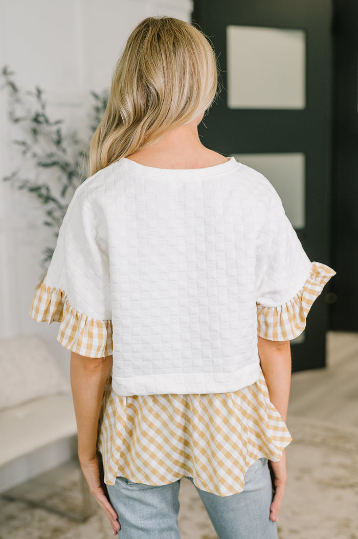 Welcome Me Home Gingham Print Top Womens Ave Shops- Tilden Co.