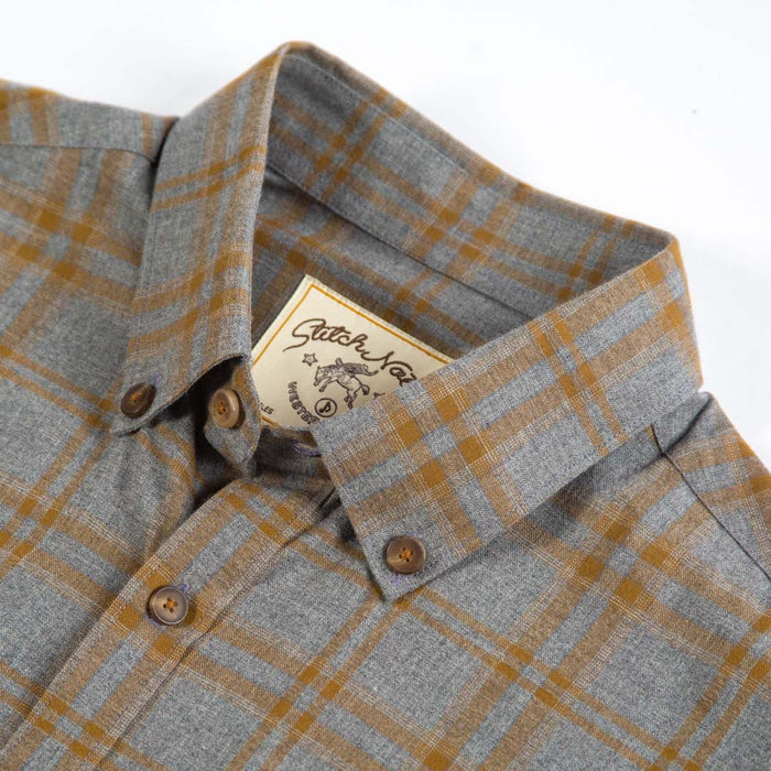 Western - Grey and Mustard Yarn Dyed Plaid