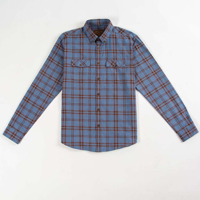 Western - Light blue and Brown Yarn Dyed Plaid
